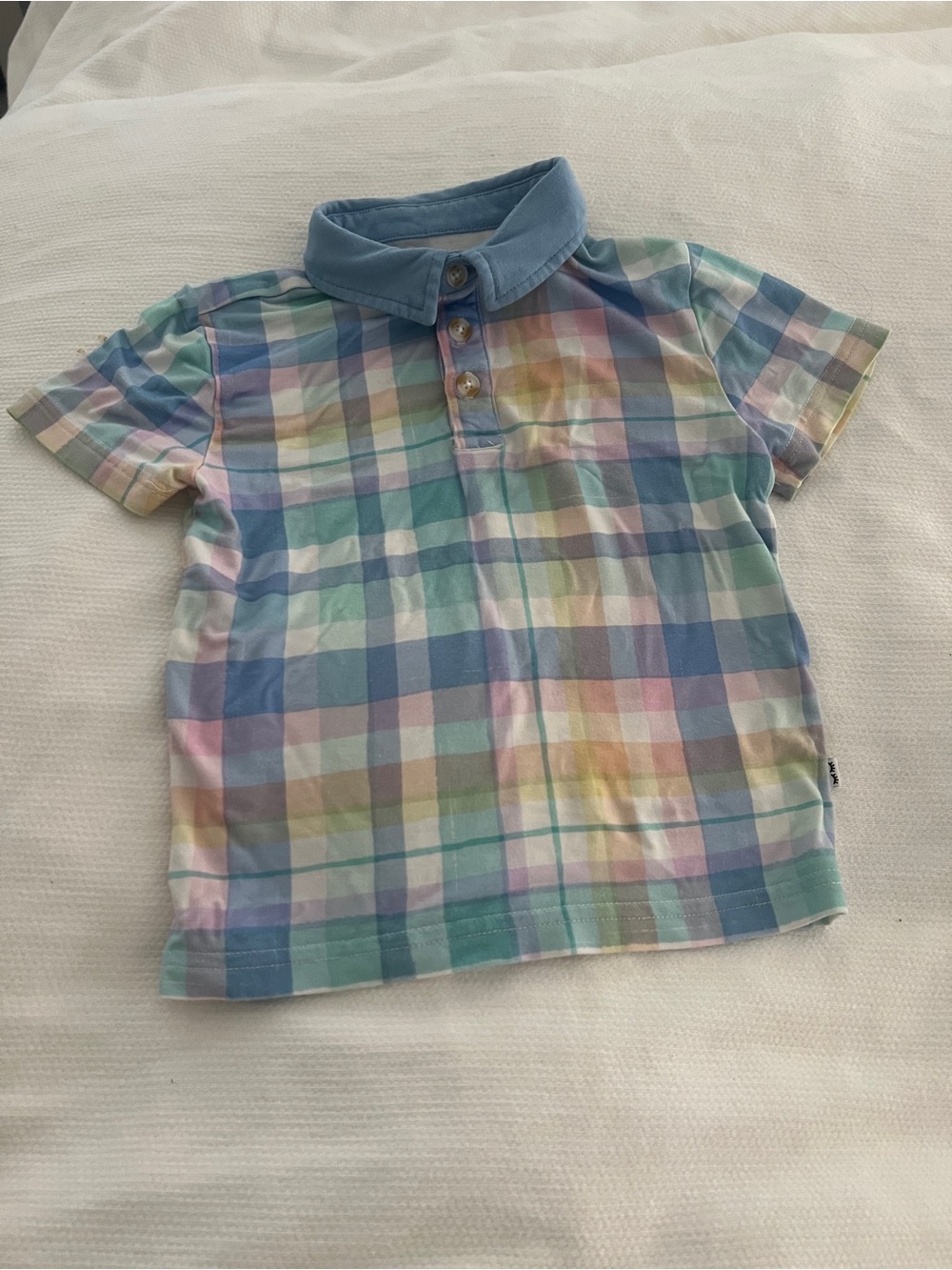 Little Sleepies Pastel Plaid Polo Shirt - Blue, Pink, Green